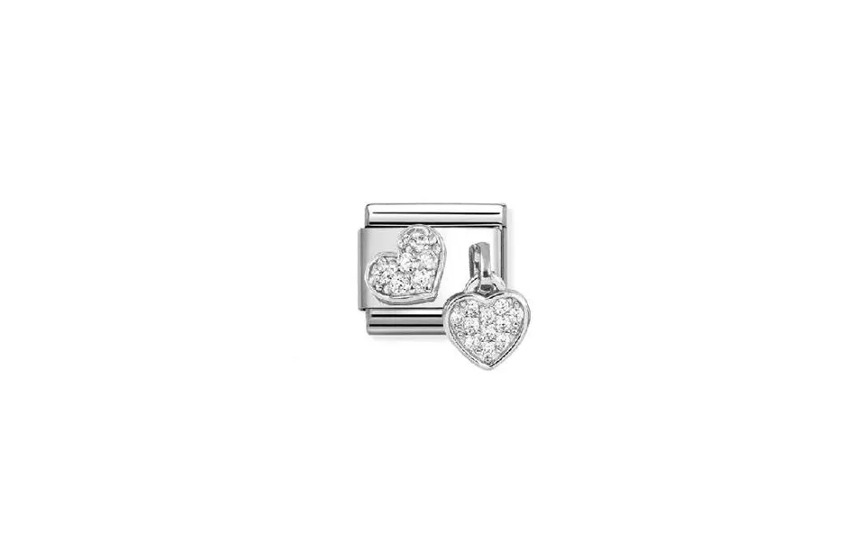 Classic Silver And Cz Pave Heart And Heart Sparkly & Stones Charms