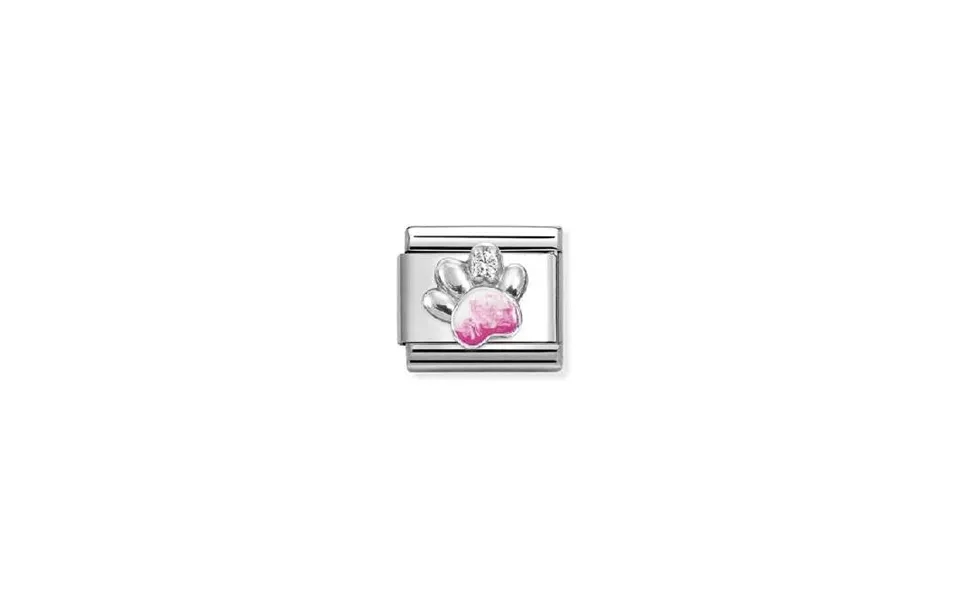 Classic Silver And Cz Pink And White Paw Animals Charms