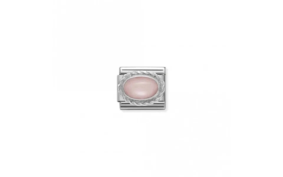 Classic Silver Pink Opal Oval Sparkly Charms
