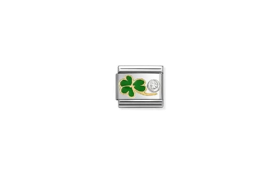 Classic Two-tone Gold - Silver And Enamel Green Clover With White Cz Flowers & Nature Charms
