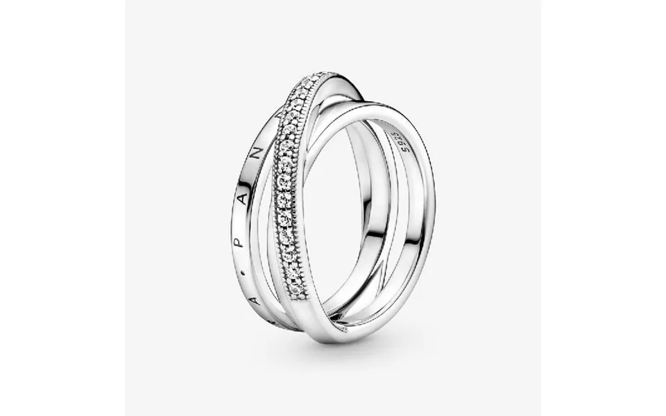 Crossover Pave Triple Band Ring - Size 54