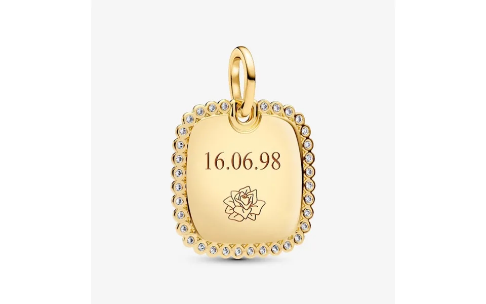 Engravable Gold Square Tag Pendant