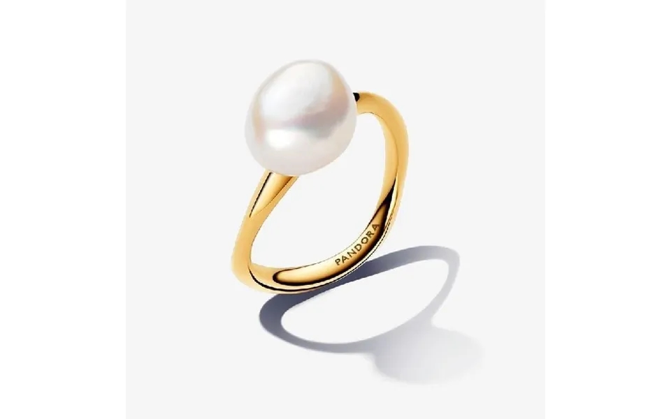 Gold Baroque Treated Freshwater Cultured Pearl Ring - Size 58