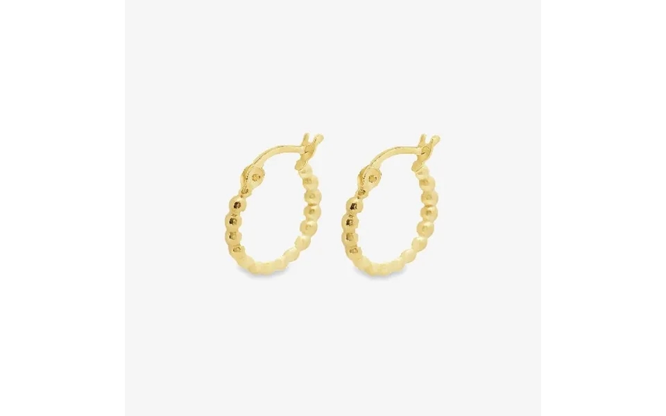 Gold Beaded Hoop Earrings - 15mm Small