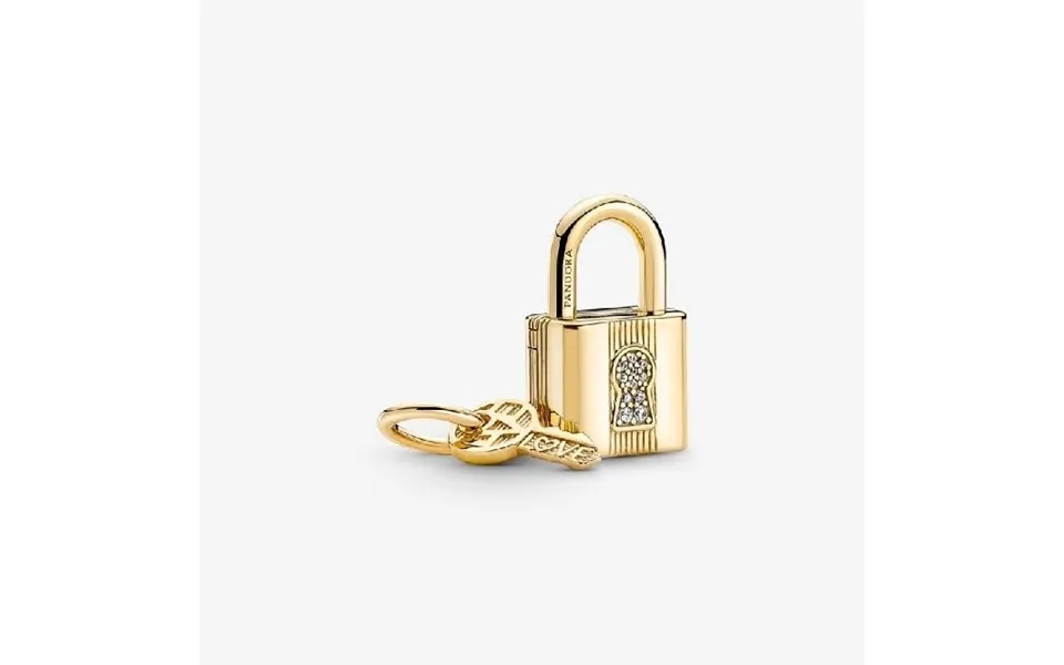 Gold Engravable Padlock & Key Dangle Charms