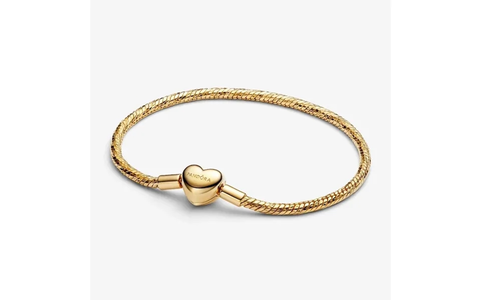 Gold Heart Clasp Faceted Snake Chain Bracelet - 18cm
