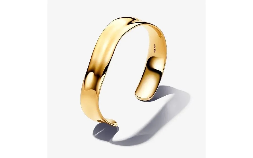 Gold Organically Shaped Broad Open Bangle - 16cm