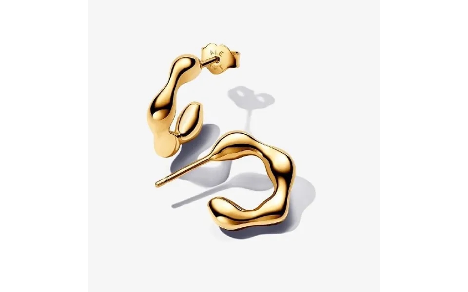 Gold Organically Shaped Open Hoop Earrings