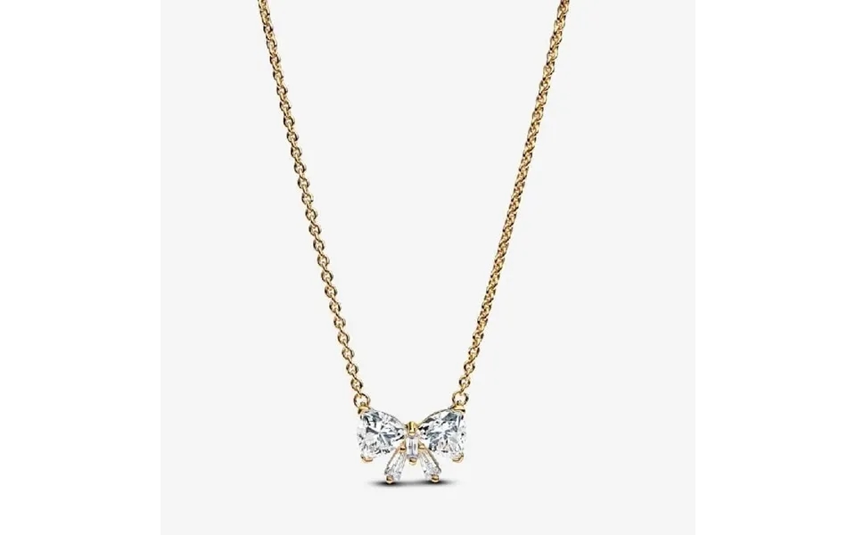 Gold Sparkling Bow Necklace - 45cm