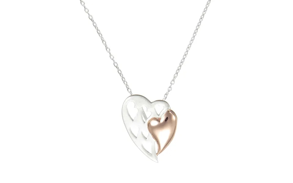 Grace Rose Gold Heart Within A Silver Filigree Heart Pendant Necklace