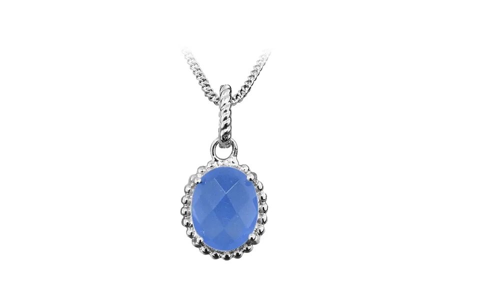 Grace Silver & Blue Chalcedony Oval Pendant Necklace