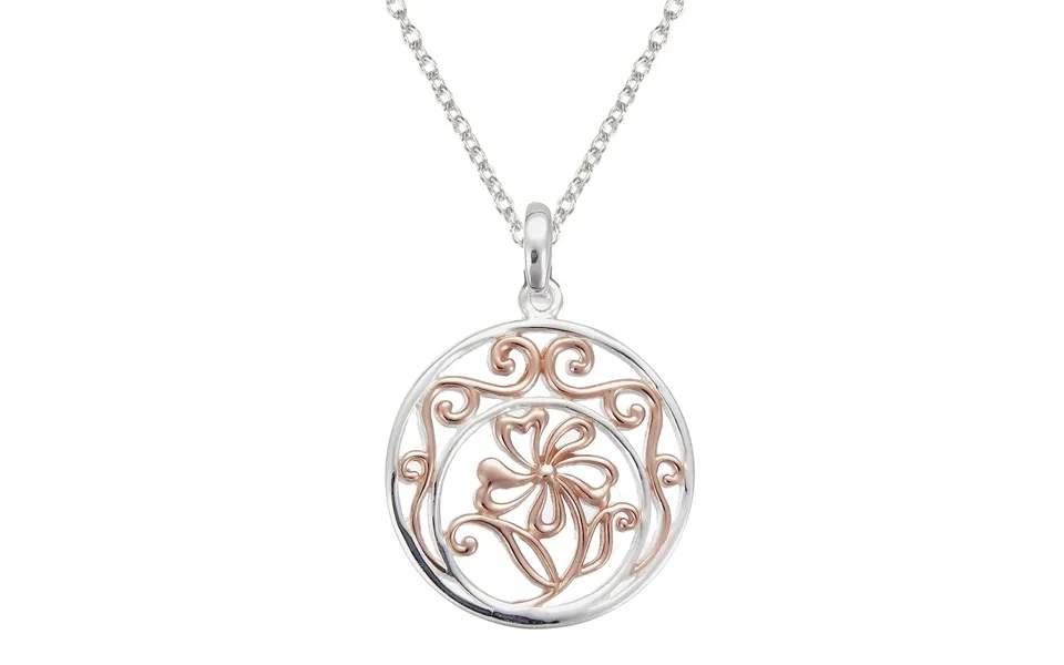 Grace Silver Floral Pendant Necklace With Rose Gold