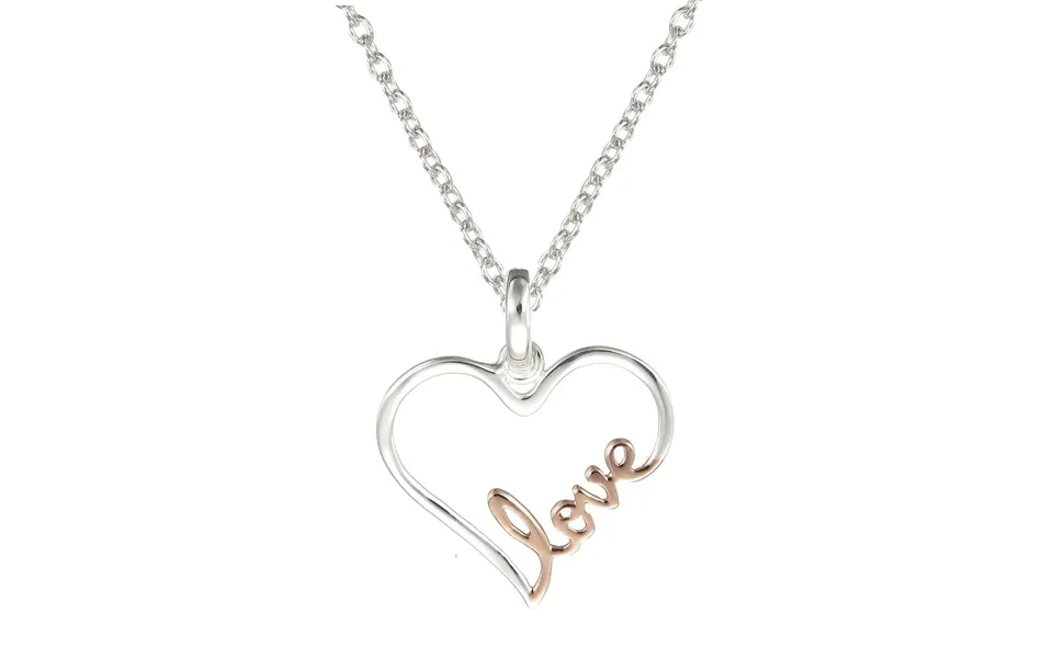Grace Silver Love Writing Pendant Necklace With Rose Gold