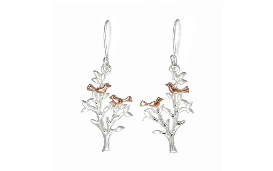 Grace Silver & Rose Gold Nesting Love Bird Drop Earrings