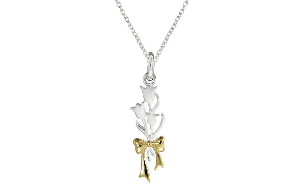 Grace Silver Tied Flower Pendant Necklace With Gold