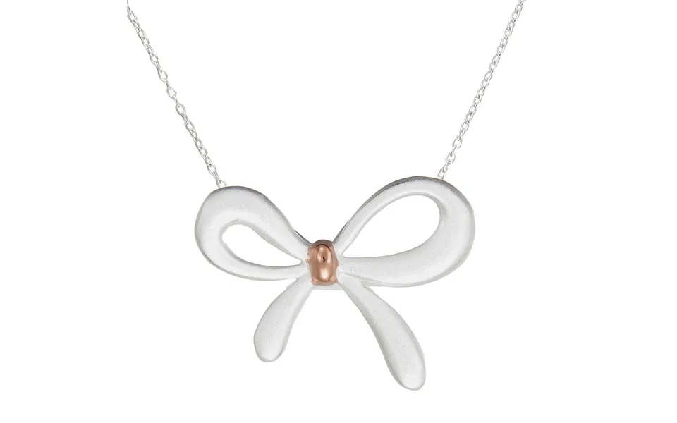 Grace Silver Vintage Bow Pendant Necklace With Rose Gold