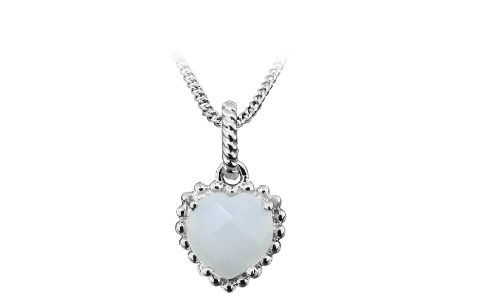 Grace Silver & White Chalcedony Heart Pendant Necklace