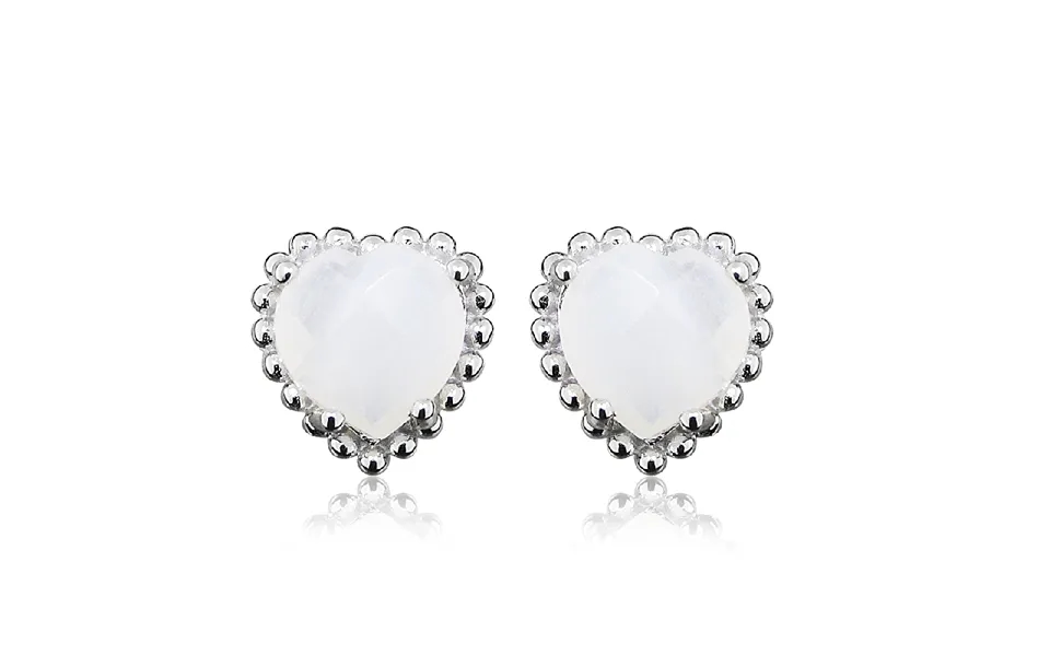 Grace Silver & White Chalcedony Heart Stud Earrings