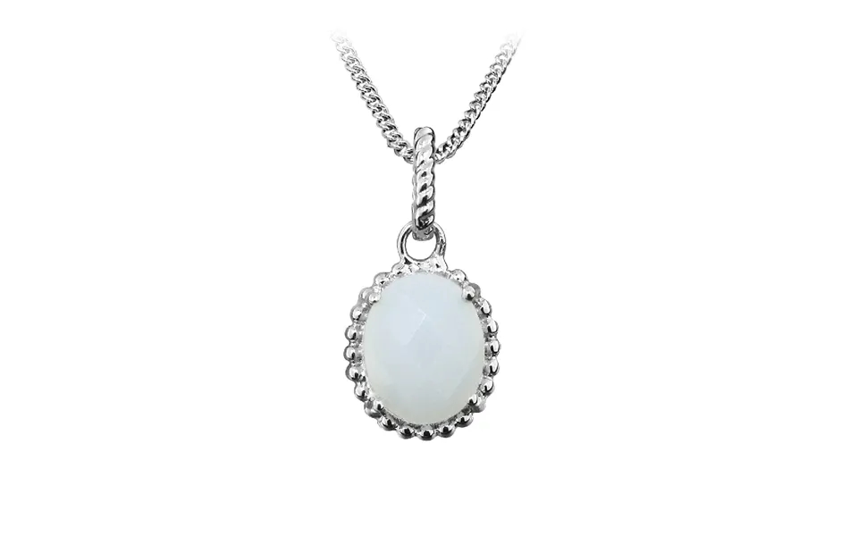 Grace Silver & White Chalcedony Oval Pendant Necklace