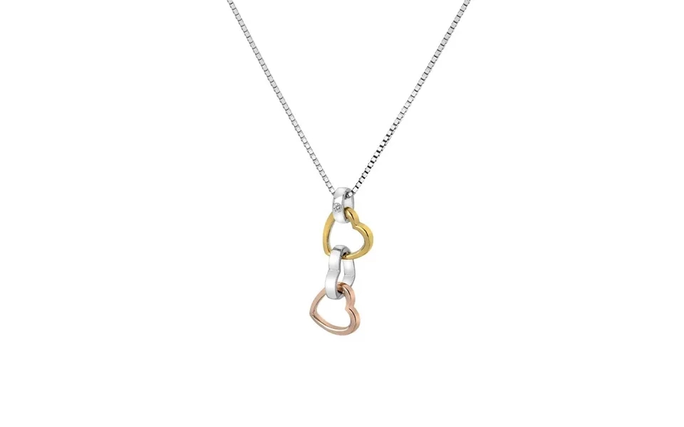 Hot Diamonds Silver Trio Triple Heart Pendant With Gold & Rose Gol