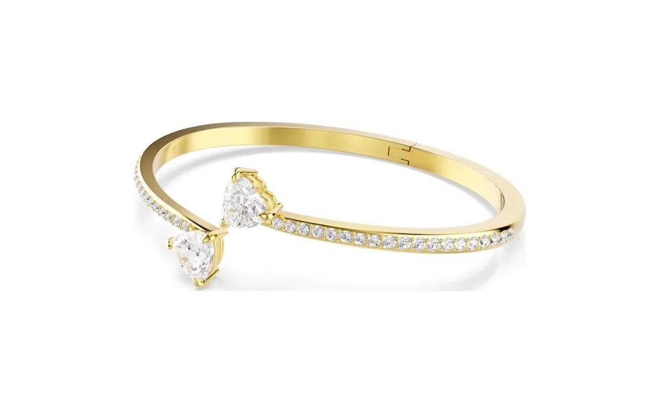 Mesmera Heart Bangle With White Crystal In Gold
