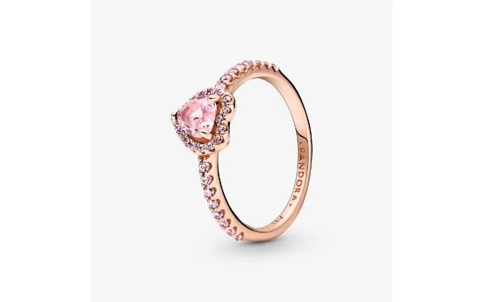 Rose Sparkling Elevated Pink Heart Ring - Size 50