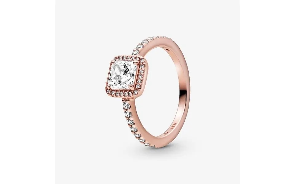 Rose Square Sparkle Halo Ring - Size 50