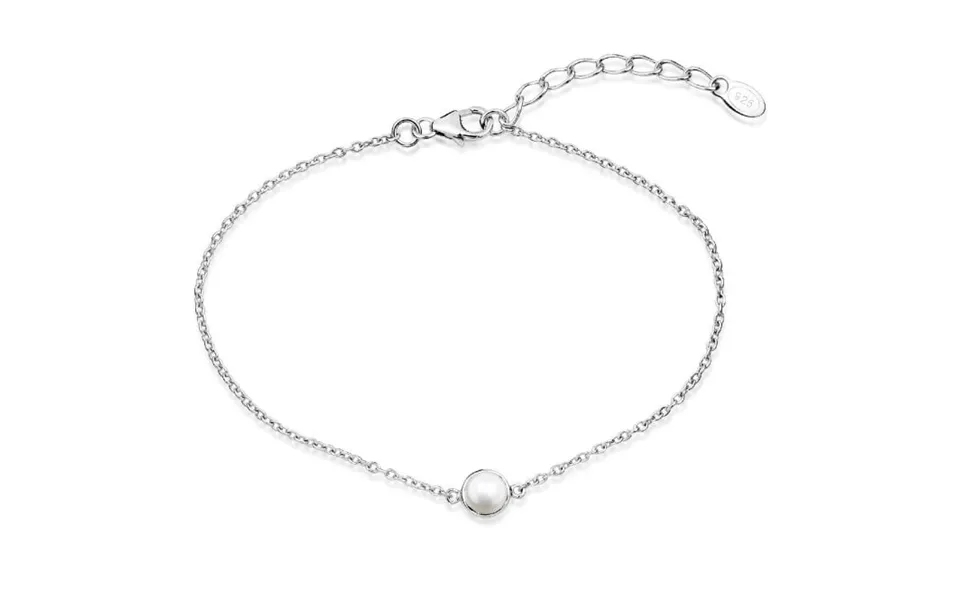 Silver And Pearl Single Stone June Birthstone Bracelet