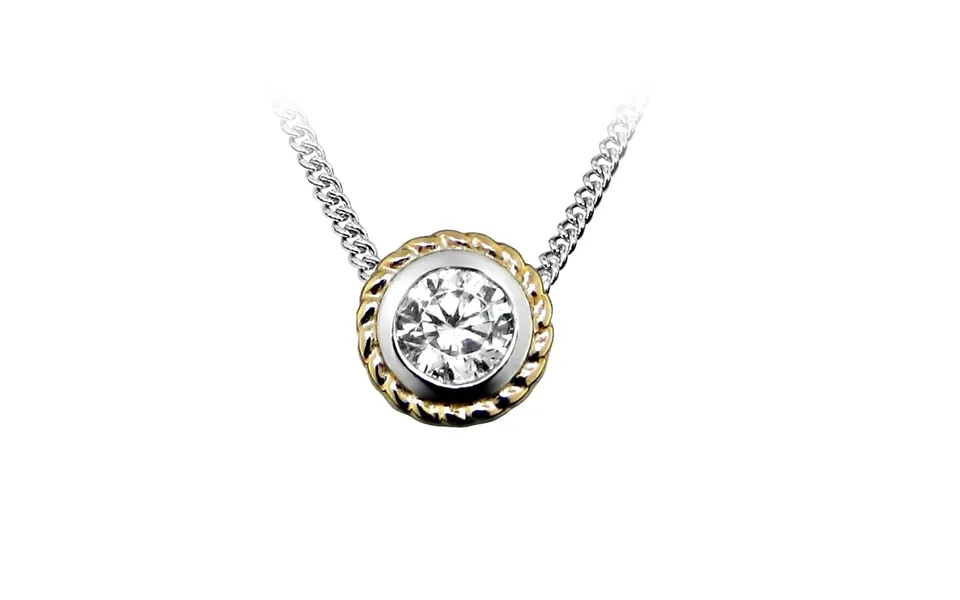 Silver - Rose Gold Vermeil & Cz Rope Pendant Necklace