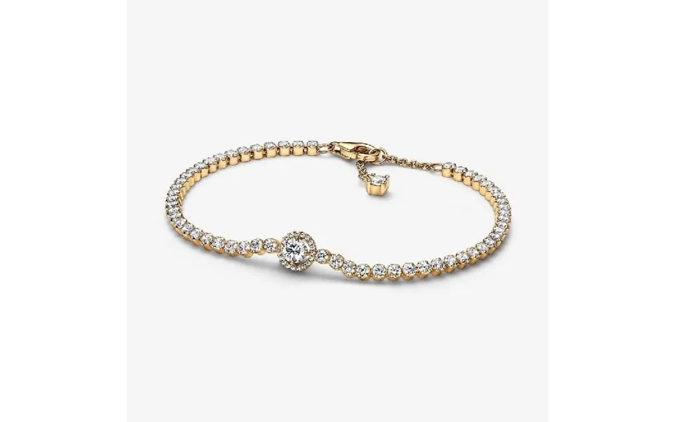 Sparkling Gold Halo Tennis Bracelet - 18cm