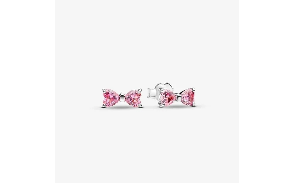 Sparkling Pink Bow Stud Earrings