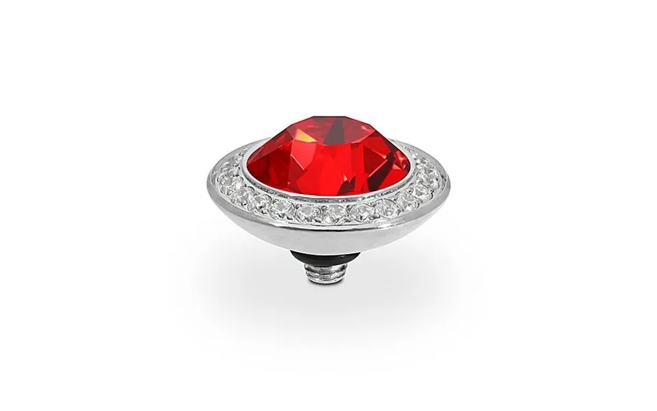 Tondo Deluxe Silver And Light Siam Red Ring Gem Top - 13mm