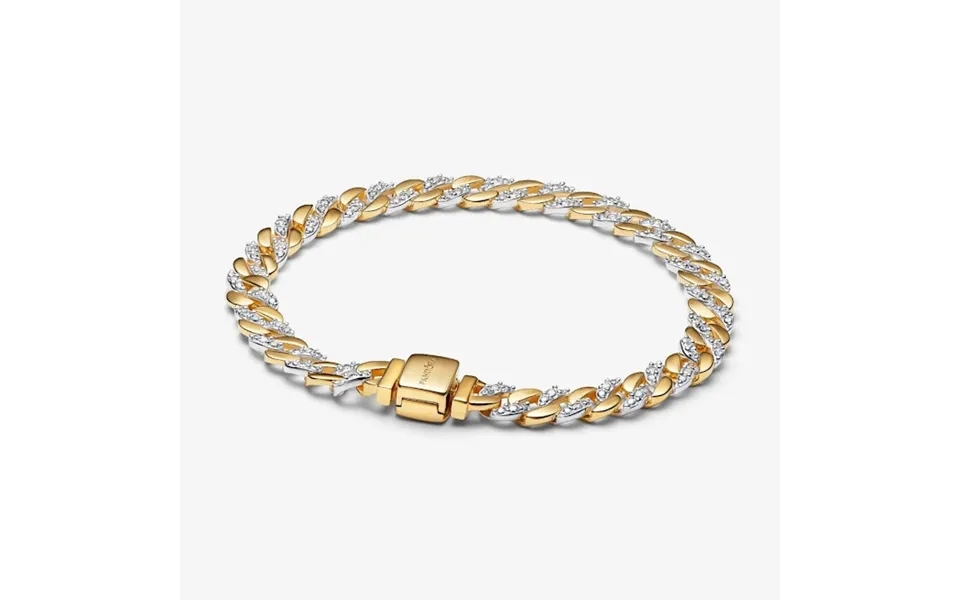 Two-tone Pave Cuban Chain Bracelet - 18cm