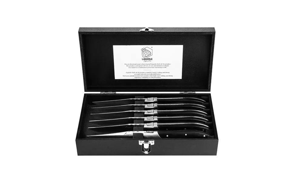 Laguiole Style De Vie Luxury Steak Knives 6 Piece Set Black Pakka Wood