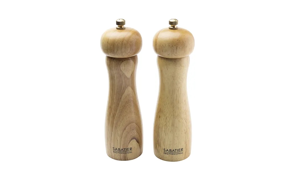 Sabatier Professional Bordeaux Salt & Pepper Mill 17.5cm Rubber Wood Sabmlset3