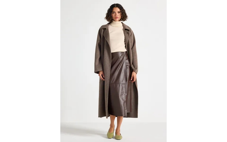 Midi Wrap Skirt In Imitation Leather