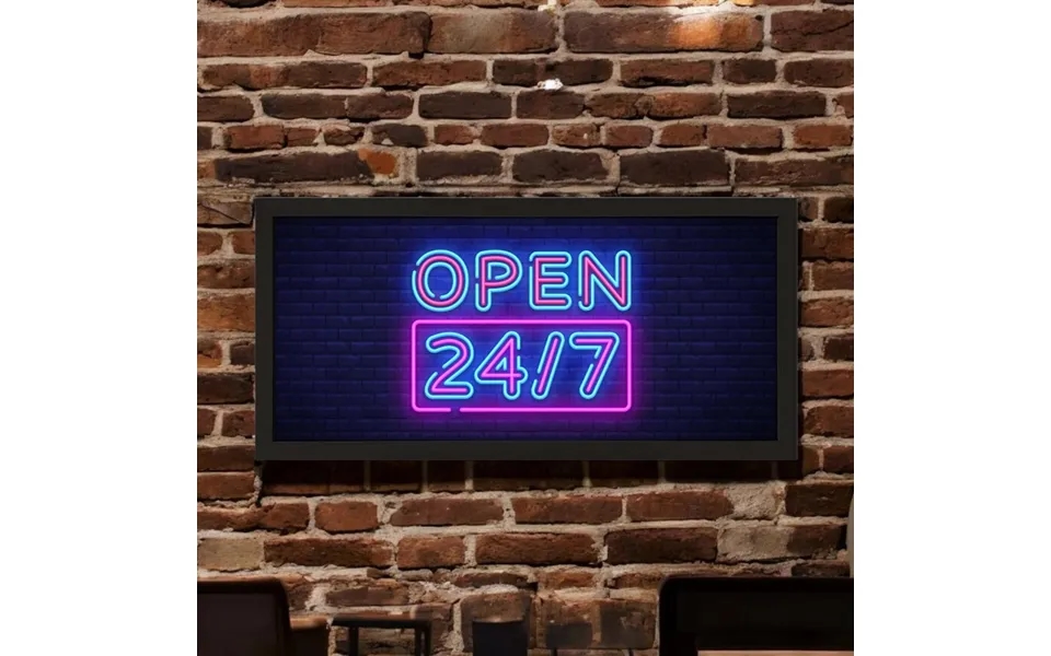 Framed Open 24 7 Neon Sign Print