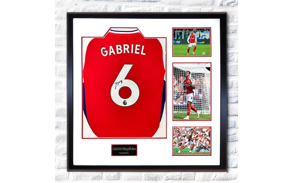Gabriel Magalhaes Signed Arsenal Shirt Elite - Framed