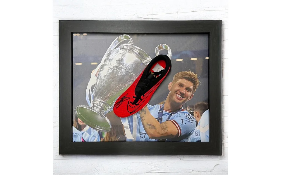 John Stones Signed Manchester City Boot - Framed