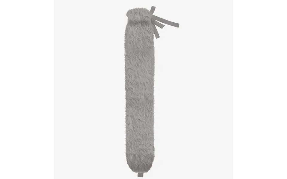 Long Hot Water Bottle Grey Faux Fur