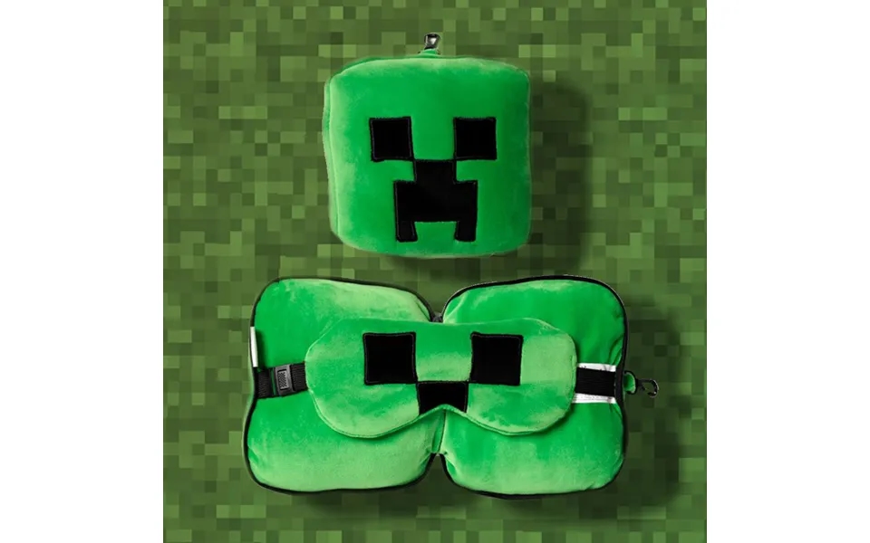 Minecraft Creeper Shaped Travel Pillow And Eye Mask