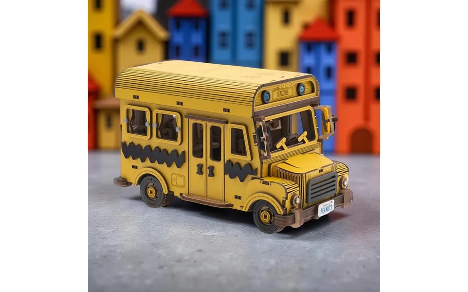 Peanuts Snoopy School Bus Wooden Construction Set