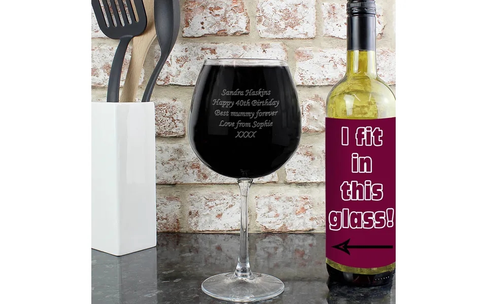 Personalised Bottle Of Wine Glass