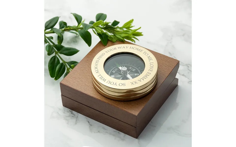 Personalised Brass Travellers Compass With Wooden Box