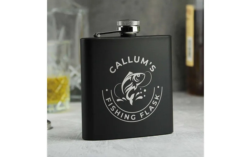 Personalised Fishing Hip Flask Black