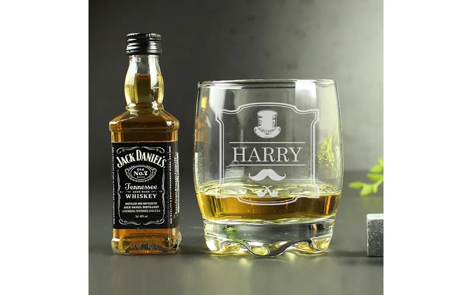 Personalised Gentlemans Tumbler And Whiskey Miniature Set