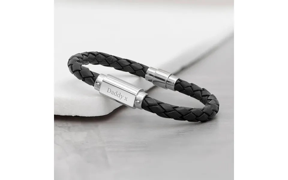 Personalised Leather Bracelet Black