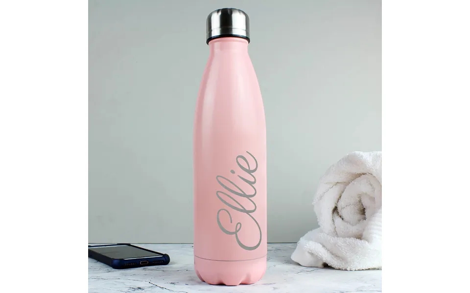 Personalised Metal Insulated Drink Bottle - Pink