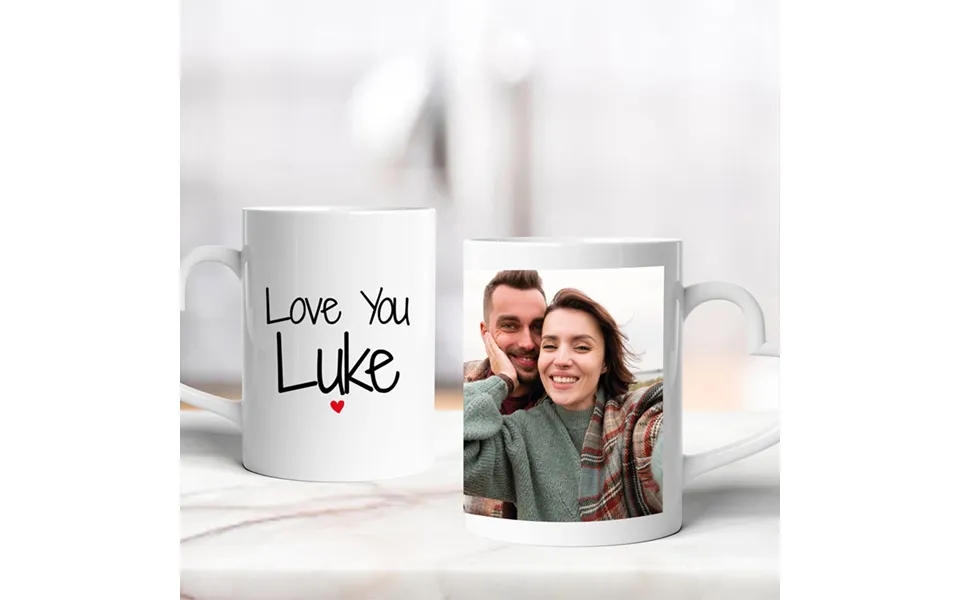 Personalised Photo Heart Handle Couple's Mug