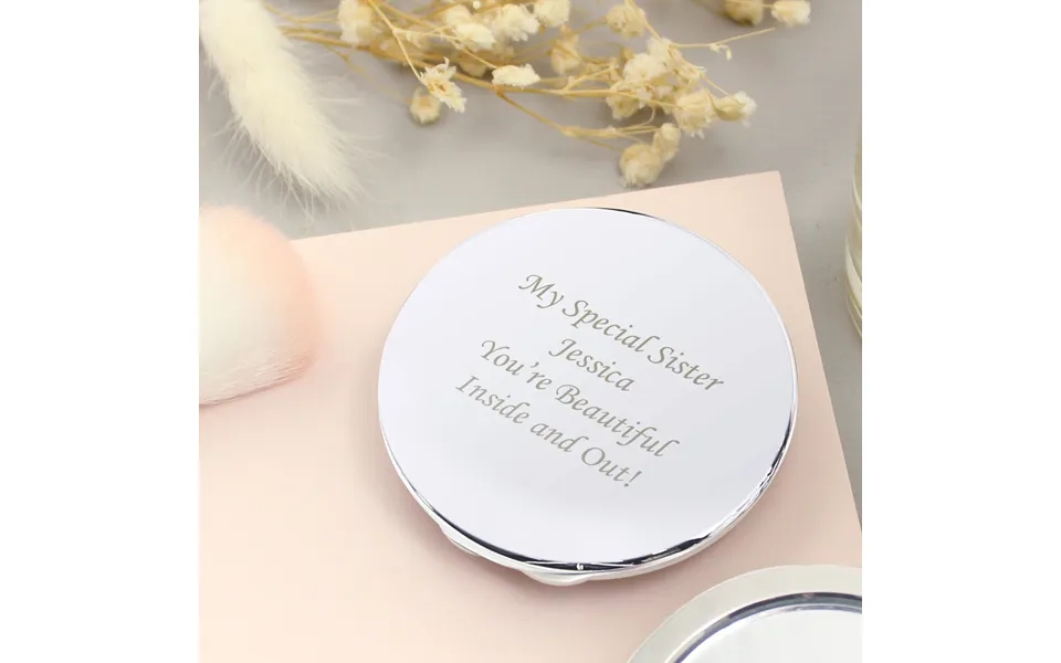 Personalised Silver Plated Round Compact Mirror